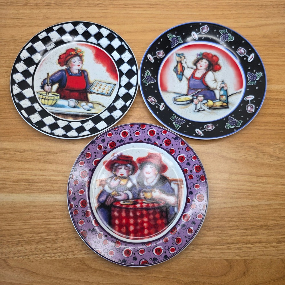 Red Flamboyance By Julie Ueland Dessert Plates Set of 3 Whimsical Kitchen Decor